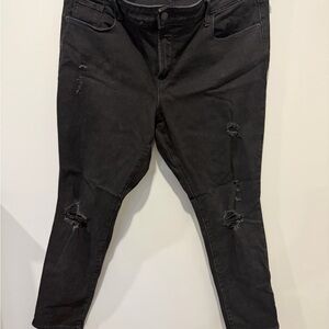 Old Navy Pop Icon Mid Rise Black Distressed Skinny Jeans Size 16